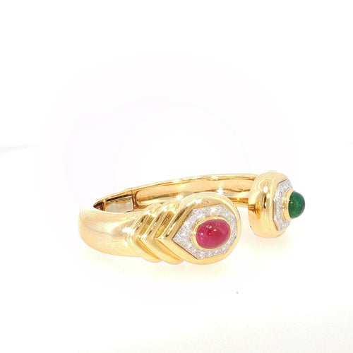 Bracelet David Webb - Bracelet vintage en or jaune 18 K, diamants, rubis et émeraude 58 Facettes 2.19479