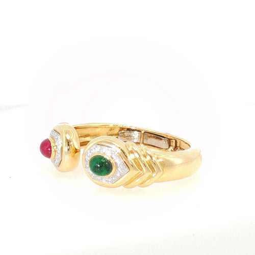 Bracelet David Webb - Bracelet vintage en or jaune 18 K, diamants, rubis et émeraude 58 Facettes 2.19479