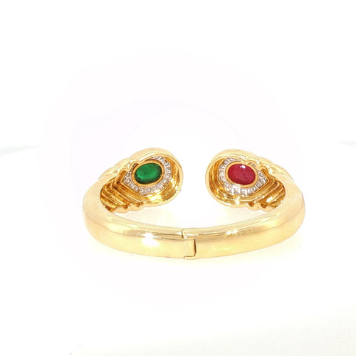 Bracelet David Webb - Bracelet vintage en or jaune 18 K, diamants, rubis et émeraude 58 Facettes 2.19479
