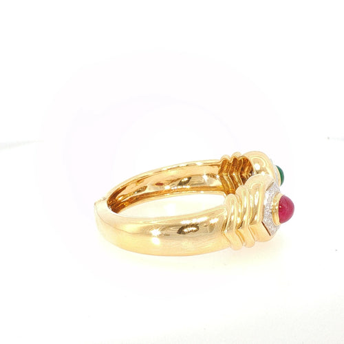 Bracelet David Webb - Bracelet vintage en or jaune 18 K, diamants, rubis et émeraude 58 Facettes 2.19479