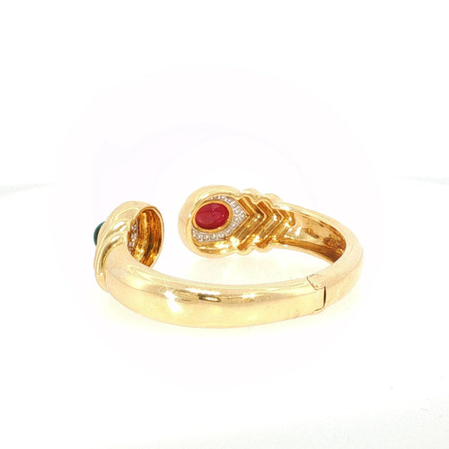 Bracelet David Webb - Bracelet vintage en or jaune 18 K, diamants, rubis et émeraude 58 Facettes 2.19479