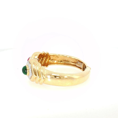 Bracelet David Webb - Bracelet vintage en or jaune 18 K, diamants, rubis et émeraude 58 Facettes 2.19479