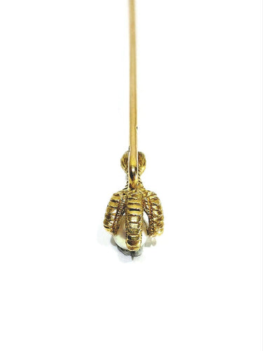 Épingle à cravate patte d’aigle en or jaune 18 carats avec perle 58 Facettes id: 1757846