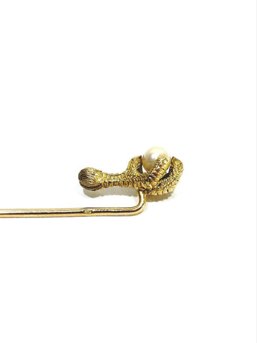 Épingle à cravate patte d’aigle en or jaune 18 carats avec perle 58 Facettes id: 1757846