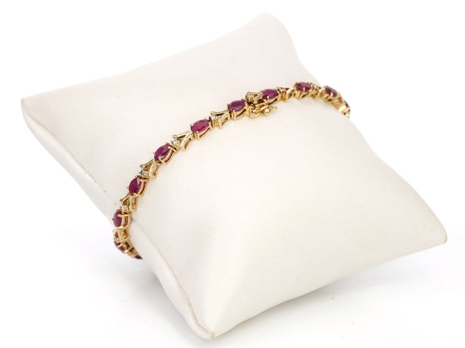 Bracelet Crimson Éclat - Bracelet en or jaune 18 ct avec rubis naturels et diamants 58 Facettes B001