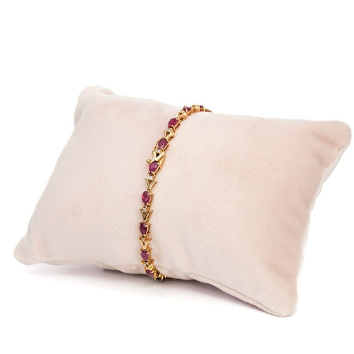 Bracelet Crimson Éclat - Bracelet en or jaune 18 ct avec rubis naturels et diamants 58 Facettes B001