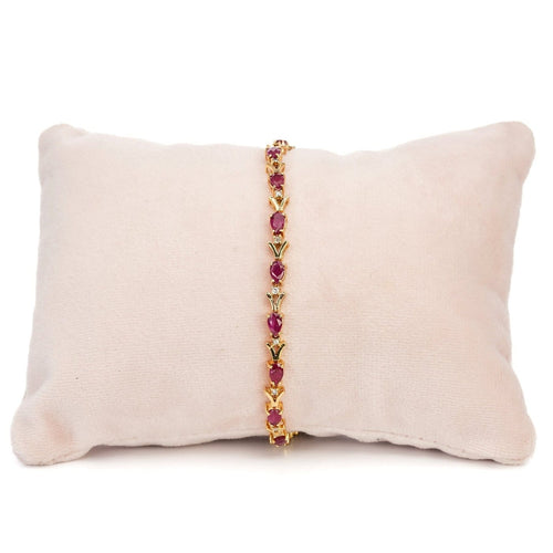 Bracelet Crimson Éclat - Bracelet en or jaune 18 ct avec rubis naturels et diamants 58 Facettes B001