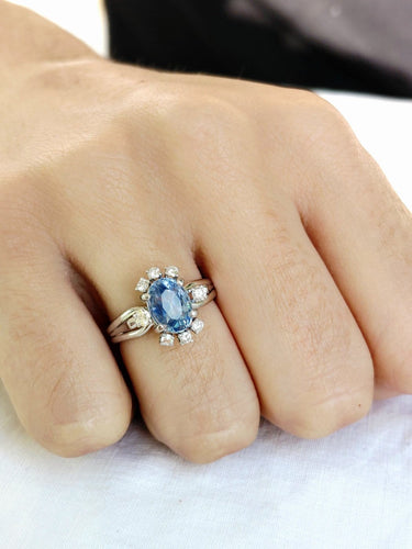 Bague 52 Bague en or blanc 18 carats, saphir et diamants 58 Facettes id: 1757849