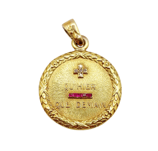 Pendentif Augis - Pendentif médaille d’amour en or 18k, diamant et rubis 58 Facettes A07125