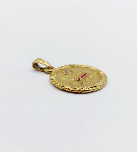 Pendentif Augis - Pendentif médaille d’amour en or 18k, diamant et rubis 58 Facettes A07125