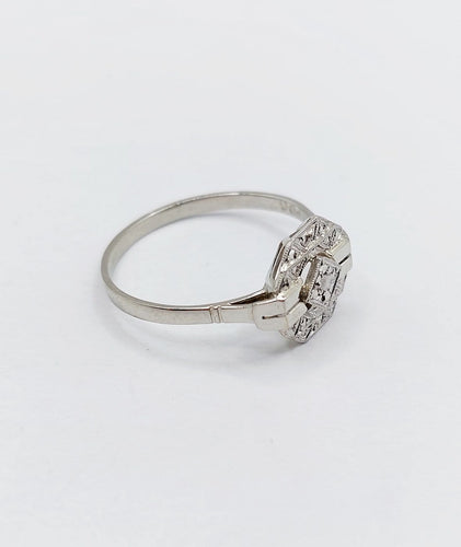 Bague 55 Bague Art déco en or blanc 18k et platine avec diamant taille rose 58 Facettes A07127