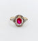 Bague 53.5 Bague Art déco en or 18k avec rubis synthétique et diamants taille rose 58 Facettes A07129