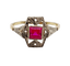 Bague 53.5 Bague Art déco en or 18k avec rubis synthétique et diamants 58 Facettes A07131