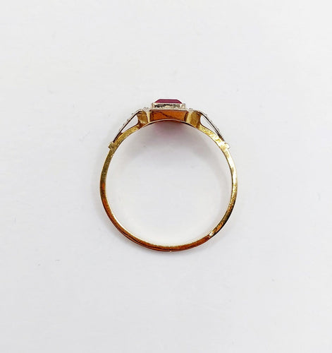 Bague 53.5 Bague Art déco en or 18k avec rubis synthétique et diamants 58 Facettes A07131