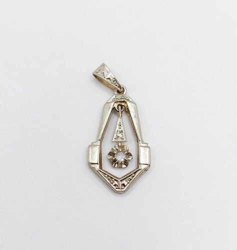 Pendentif Pendentif Art déco en or blanc 18k, platine et diamant taille rose 58 Facettes A07145