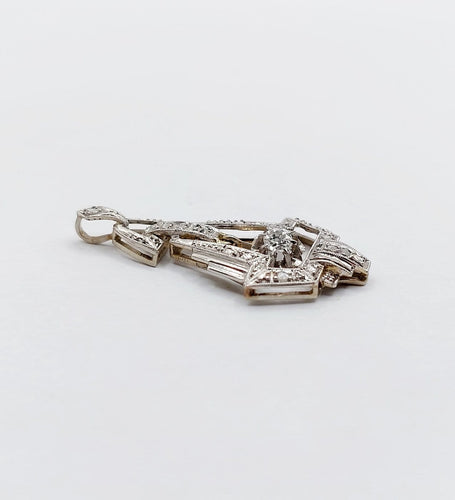 Pendentif Pendentif Art déco en or blanc 18k et platine, diamants 58 Facettes A07146
