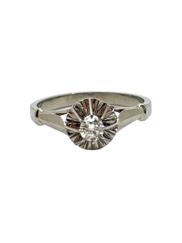 Bague 53 Bague en or blanc 18K et platine 950 sertie d’un diamant 58 Facettes 1890