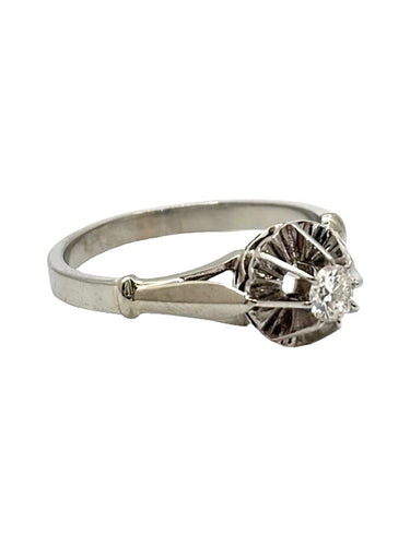 Bague 53 Bague en or blanc 18K et platine 950 sertie d’un diamant 58 Facettes 1890