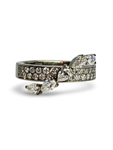 Bague 54 Bague en or blanc 18K sertie de diamants naturels 2 carats 58 Facettes 1870