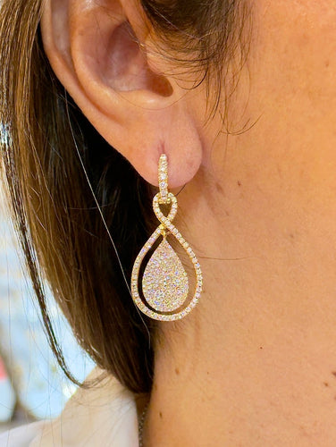 Boucles d'oreilles Edouard Nahum - Boucles d'oreilles modulables en or rose et diamants 58 Facettes en