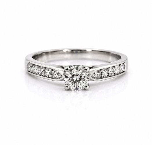Bague 53 Solitaire - Bague en or blanc 18 carats et diamants naturels 58 Facettes 90598-ac12406