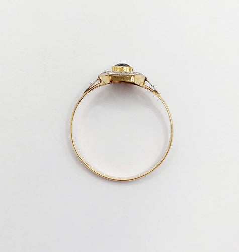 Bague 57.5 Bague Art déco en or 18k et verre bleu (circa 1920) 58 Facettes A07152