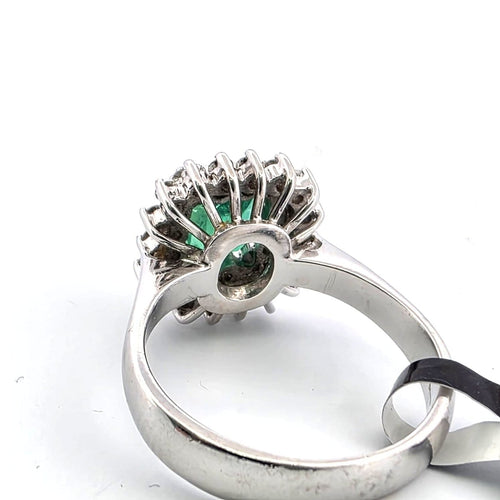 Bague 56 Bague en or blanc 18 ct avec émeraude et diamants 58 Facettes OC SM