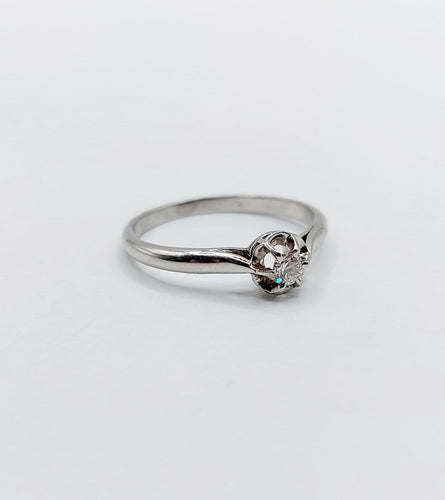 Bague 50.5 Bague solitaire Art déco en platine et diamant taille ancienne 0,10 ct 58 Facettes A07167
