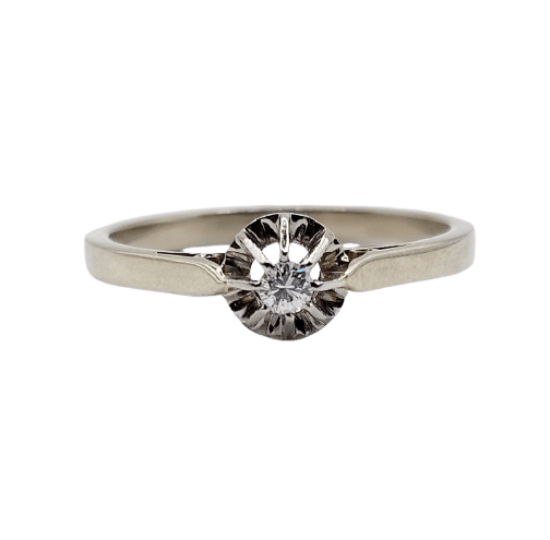 Bague 50.5 Bague solitaire Art déco en or blanc 18k, platine et diamant 58 Facettes A07169
