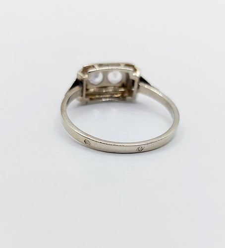 Bague 55 Bague tank Art déco en or blanc 18k et spinelles synthétiques 58 Facettes A07170