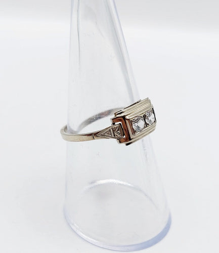 Bague 55 Bague tank Art déco en or blanc 18k et spinelles synthétiques 58 Facettes A07170