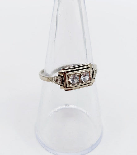 Bague 55 Bague tank Art déco en or blanc 18k et spinelles synthétiques 58 Facettes A07170