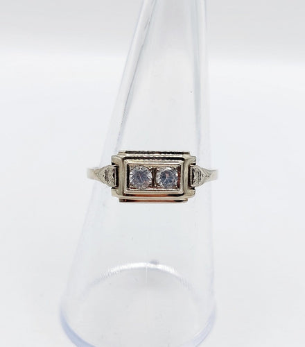 Bague 55 Bague tank Art déco en or blanc 18k et spinelles synthétiques 58 Facettes A07170