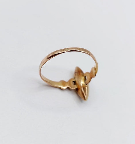 Bague 60 Bague marquise - Grenat taille navette en or rose 18k sur paillons 58 Facettes A07199
