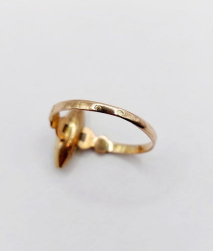 Bague 60 Bague marquise - Grenat taille navette en or rose 18k sur paillons 58 Facettes A07199