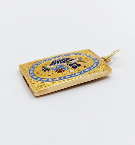 Collier Pendentif - Fermoir de collier antique en or 18 k et émail 58 Facettes A07203