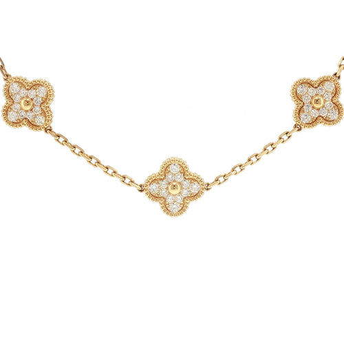 Collier Van Cleef & Arpels Alhambra - Collier 10 motifs en or jaune et diamants 58 Facettes 2.19571