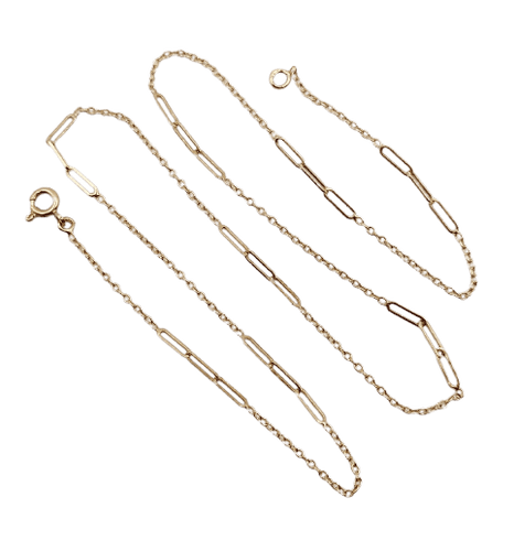 Collier Chaîne vintage - Forçat en or jaune 18k, mailles agrafes alternées 42 cm 58 Facettes A07204