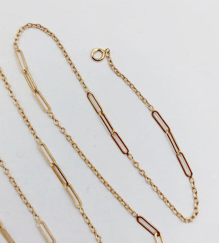 Collier Chaîne vintage - Forçat en or jaune 18k, mailles agrafes alternées 42 cm 58 Facettes A07204