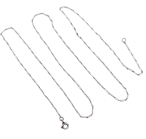 Collier Chaîne Art déco en platine, mailles alternées, 45 cm 58 Facettes A07206
