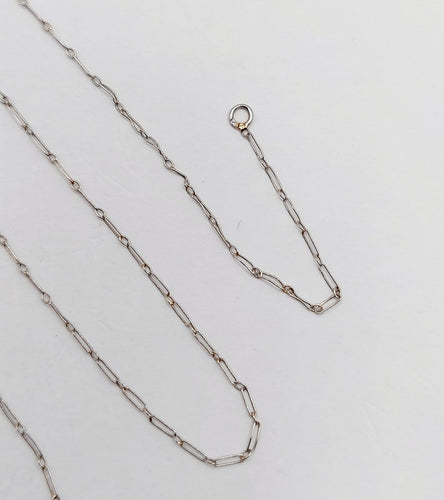 Collier Chaîne Art déco en platine, mailles alternées, 45 cm 58 Facettes A07206