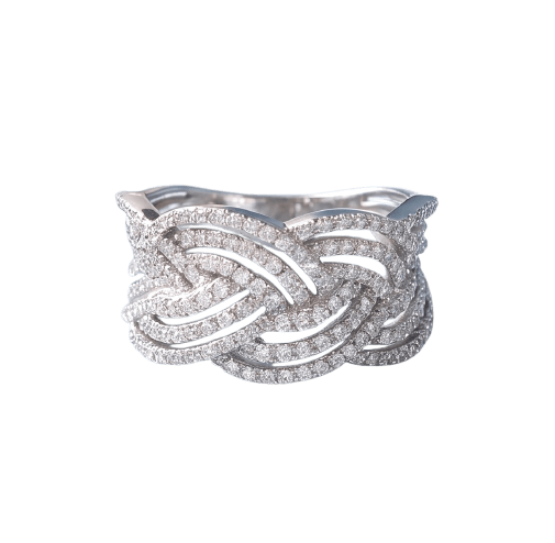 Bague 60.5 Bague tressée en or blanc 18 carats et diamants 58 Facettes 1781