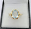 Bague 51 Bague rétro en or jaune 18K sertie d’une aigue-marine ovale 58 Facettes Bordeau/300