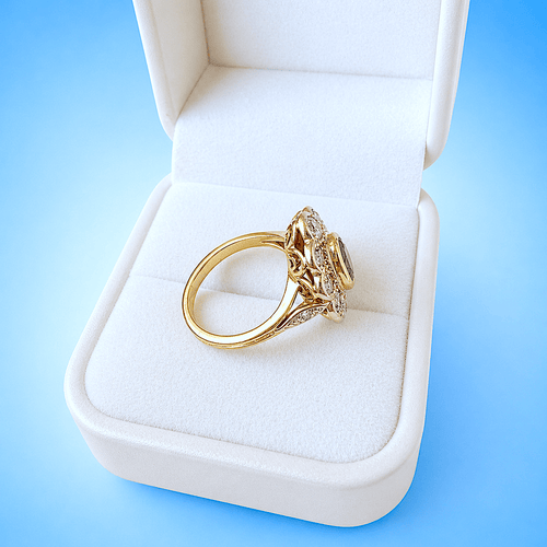 Bague 51.5 Bague Pompadour contemporaine saphir et diamants en or jaune 18 carats 58 Facettes 1782