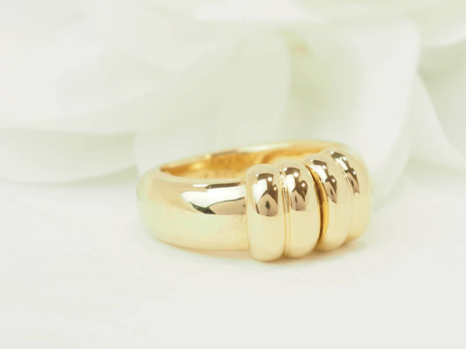 Bague 51 Bague vintage en or jaune 18 carats et diamants, dessus coulissant 58 Facettes 33757