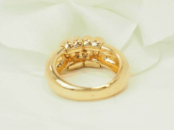 Bague 51 Bague vintage en or jaune 18 carats et diamants, dessus coulissant 58 Facettes 33757