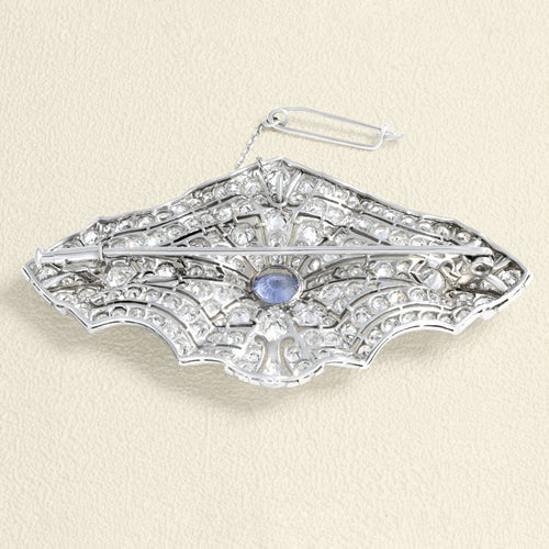 Broche Broche Art déco - Broche en or gris, saphir et diamants 58 Facettes 65000030