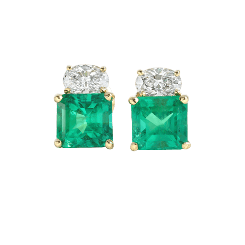 Boucles d'oreilles Boucles d'oreilles en or jaune, émeraudes et diamants 58 Facettes OC-66000245
