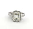 Bague 55 Bague - Diamant taille émeraude et diamants en or blanc 18 ct 58 Facettes 294/26 P