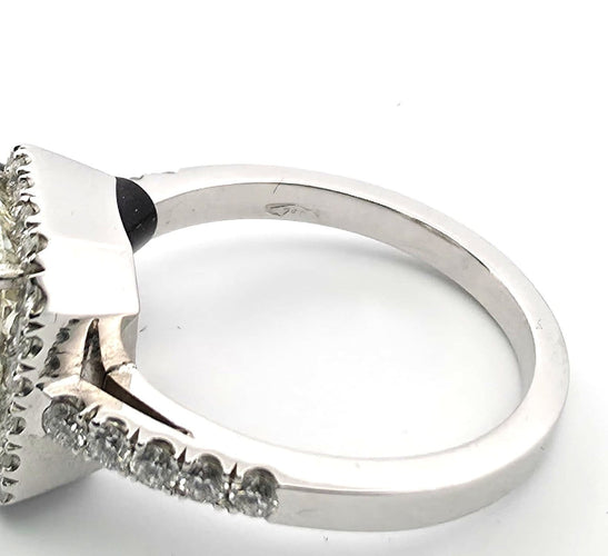 Bague 55 Bague - Diamant taille émeraude et diamants en or blanc 18 ct 58 Facettes 294/26 P